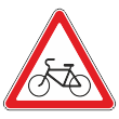Дорожный знак 1.24 «Пересечение с велосипедной дорожкой или велопешеходной дорожкой» (металл 0,8 мм, II типоразмер: сторона 900 мм, С/О пленка: тип В алмазная)